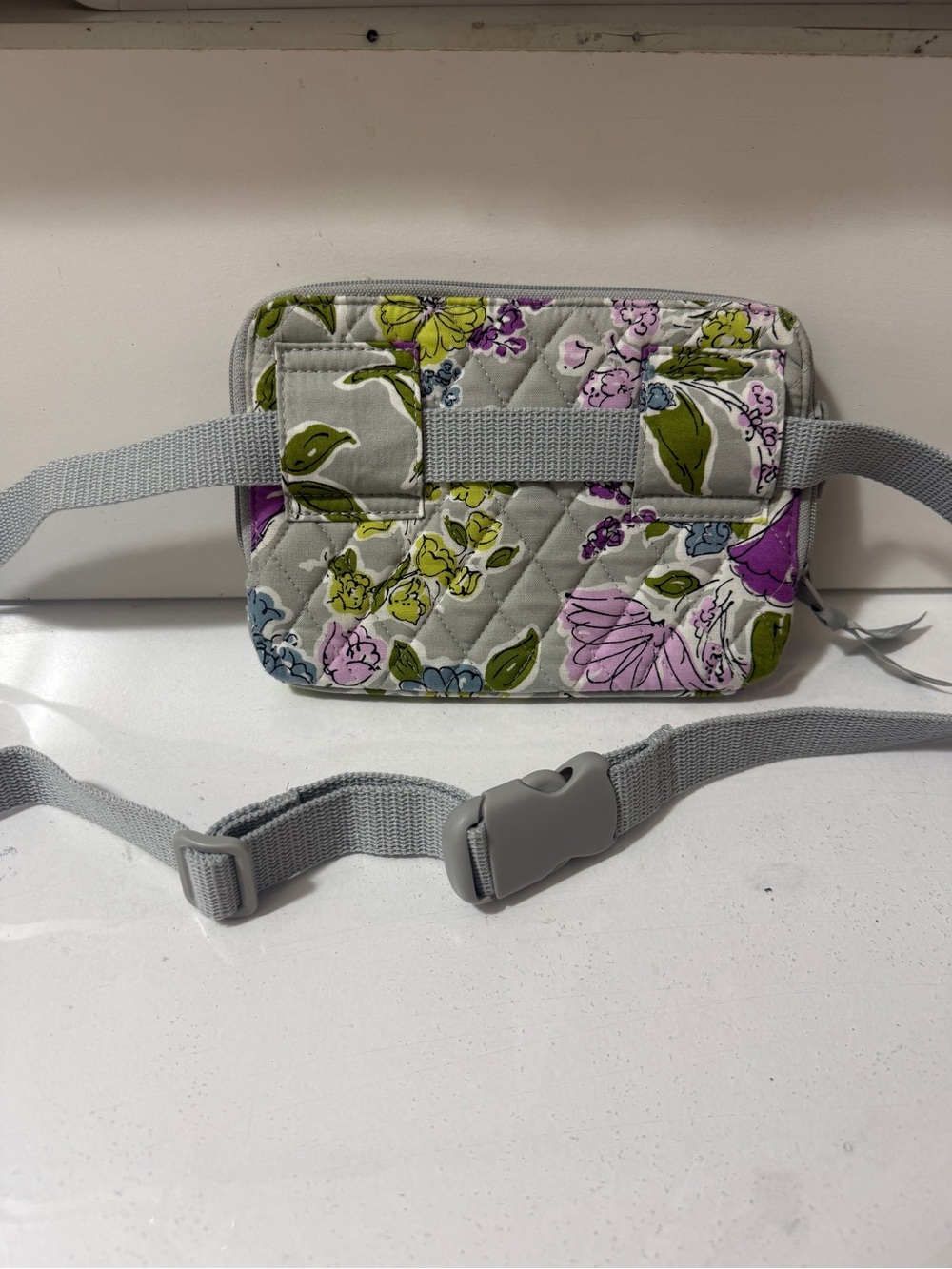 Vera Bradley Floral Quilted Crossbody Belt Bag - Gray with Purple & Green - Picture 4 of 13